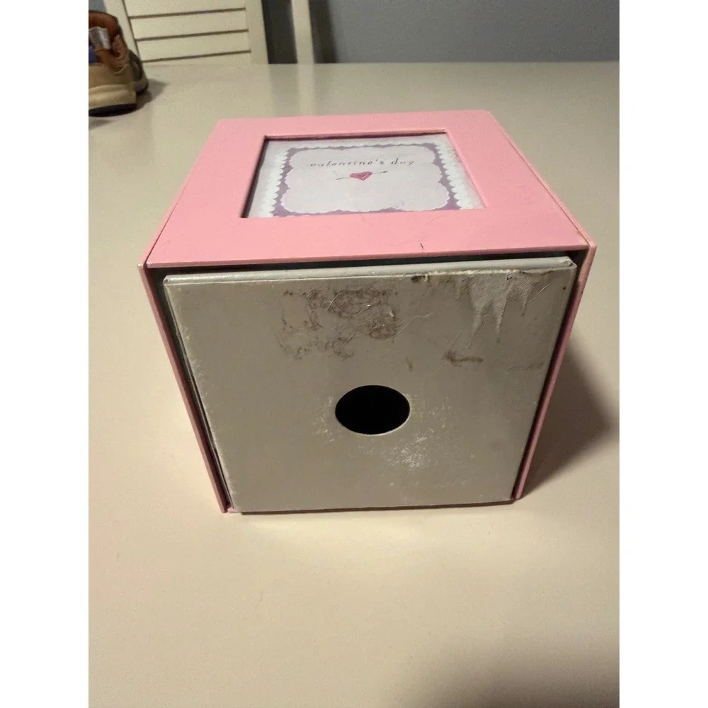 Vintage 2001 Target Pink Photo Cube Holds 5 3x3 Photos Valentines Day Decor